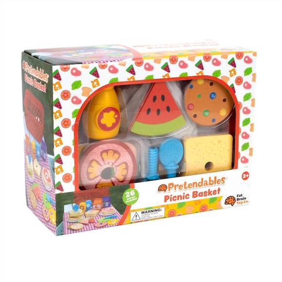 NEW FAT BRAIN TOYS pretendables picnic basket set in red - Picture 1 of 7